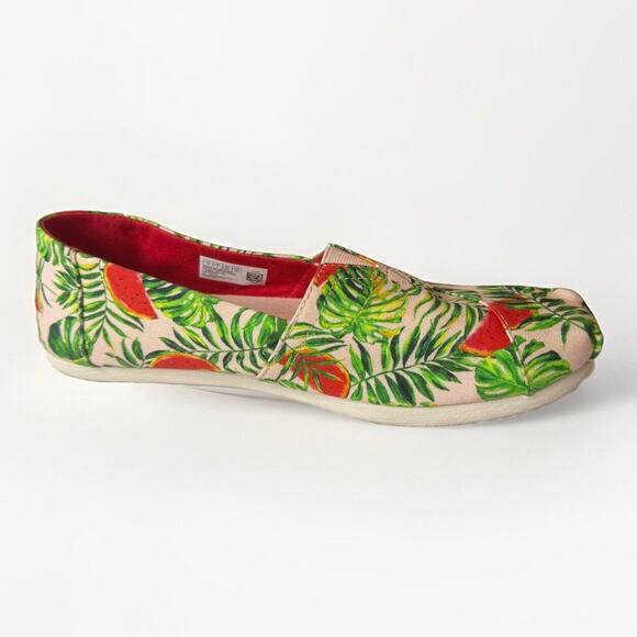 TOMS Women’s Canvas Slip-On Shoes Spanish Villa Watermelon Palms Size 9 - Picture 7 of 10